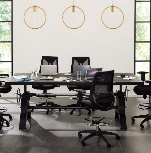  Modway Genuine 96" Industrial Style Crank Height Adjustable Conference Table 