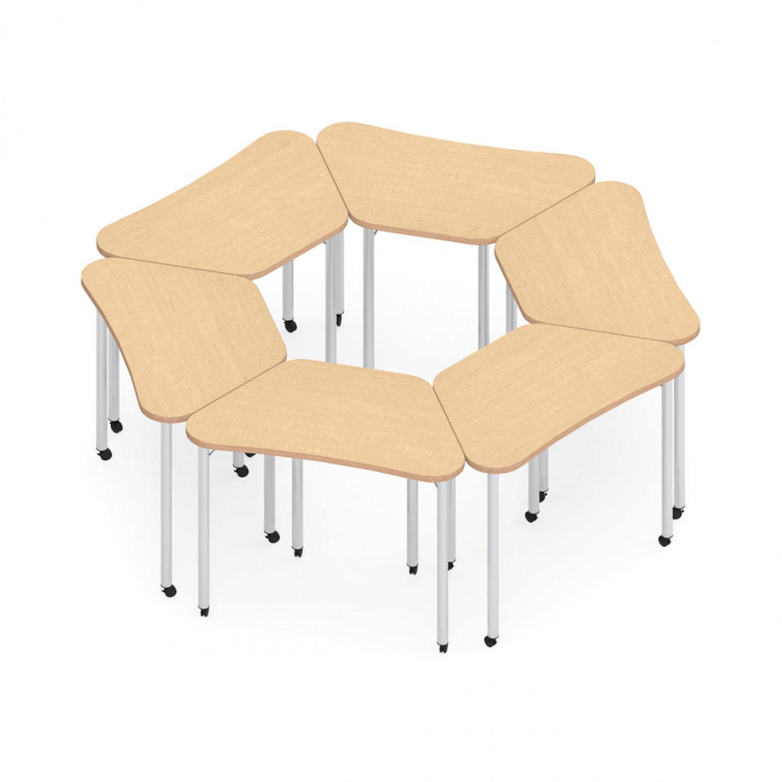 Global Zook 6 Piece Mobile Trapezoid Table Set Global Zook 6 Piece Mobile Trapezoid Table Set