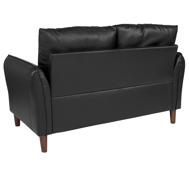  Flash Furniture Milton Park Plush Black Leather Pillow Back Loveseat 