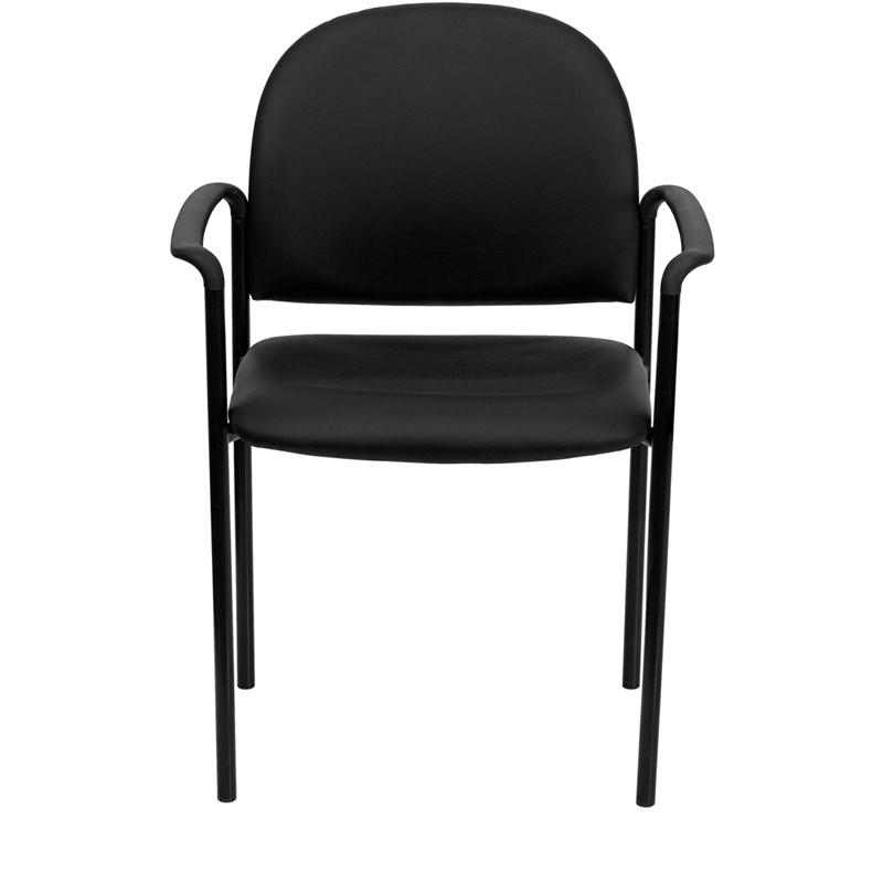  Flash Furniture Black Vinyl Stack Chair with Arms 