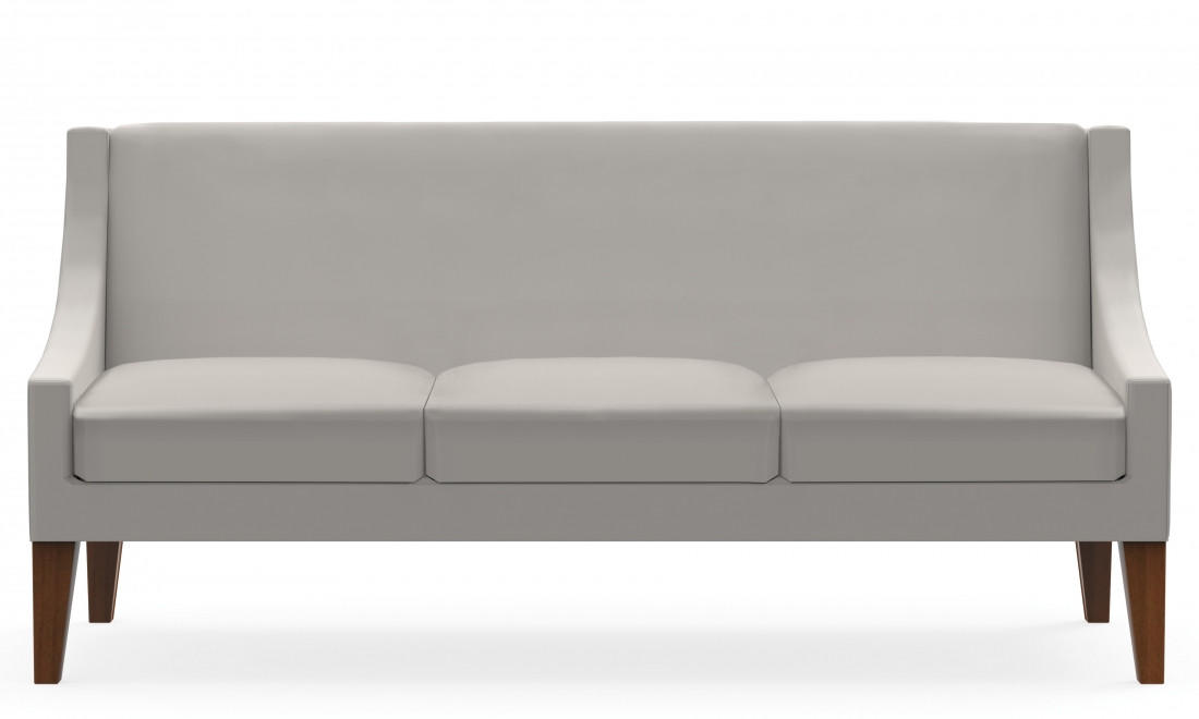 Global Total Office Global Vitrola Mid Century Modern 3 Seat Fabric Sofa with Wood Legs 