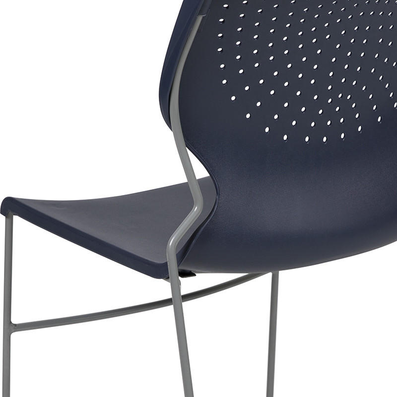  Flash Furniture Heavy Duty Navy Stack Chair with Gray Frame 