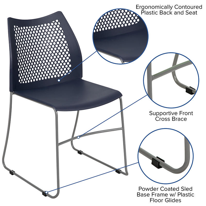  Flash Furniture Big and Tall Navy Plastic Stack Chair 