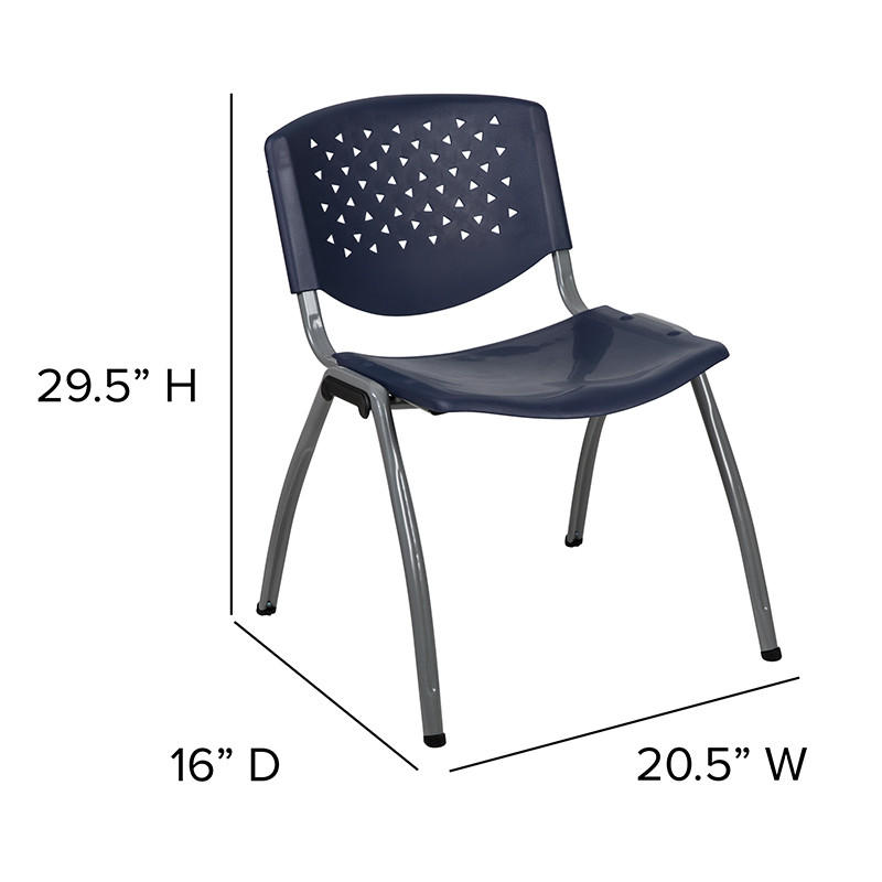  Flash Furniture Heavy Duty Navy Blue Plastic Multi Purpose Stack Chair 
