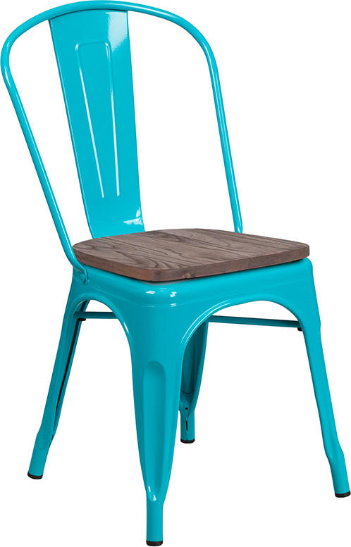  Flash Furniture Metal Restaurant Stack Chair with Wood Seat (Color Options!) 