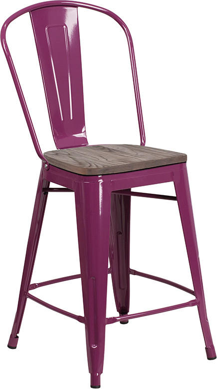  Flash Furniture 24" Metal Counter Stool with Wood Seat (Color Options!) 