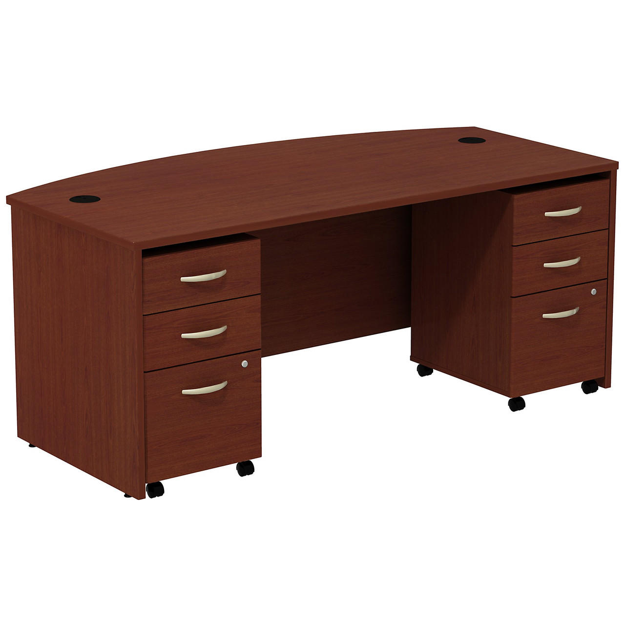  Bush Business Furniture Series C Bow Front Desk with 3 Drawer Mobile Pedestals 