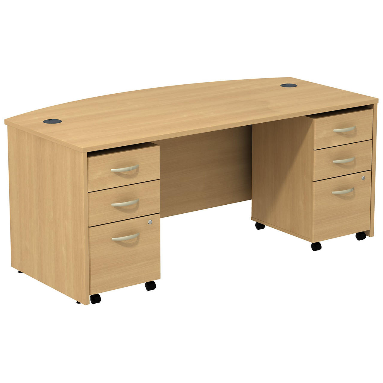  Bush Business Furniture Series C Bow Front Desk with 3 Drawer Mobile Pedestals 