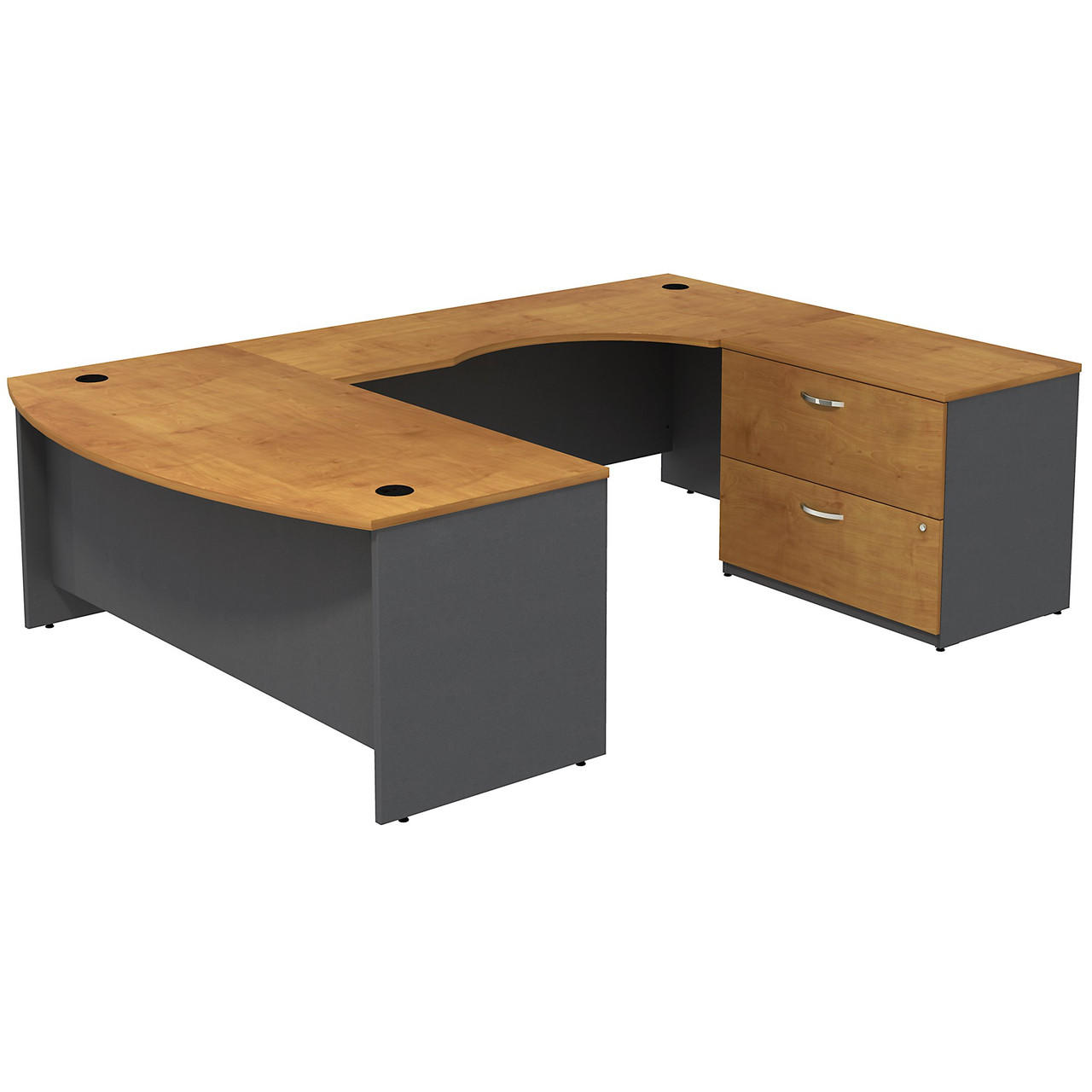  Bush Business Furniture Series C Bow Front Right Handed U Shaped Desk with 2 Drawer Lateral File Cabinet 