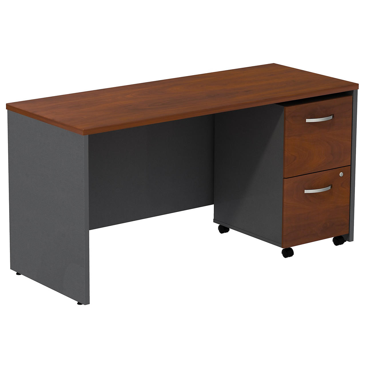  Bush Business Furniture Series C 60" Credenza Desk with 2 Drawer Mobile Pedestal 
