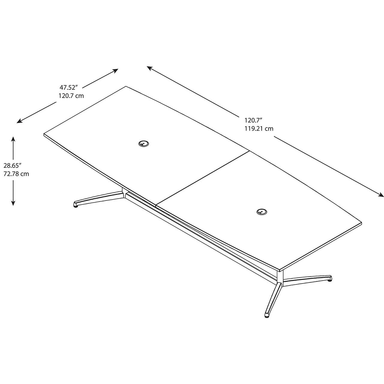  Bush Business Furniture 120W x 48D Boat Shaped Conference Table with Metal Base 