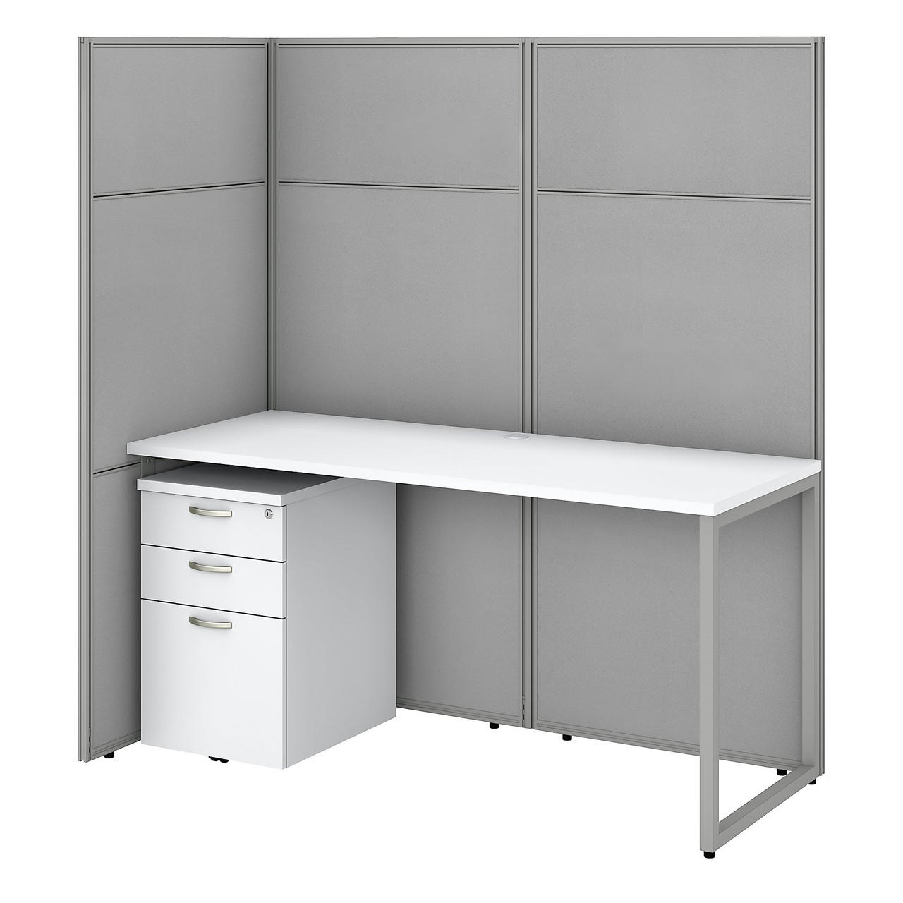  Bush Business Furniture Easy Office 60W Cubicle Desk with File Cabinet and 66H Panels 