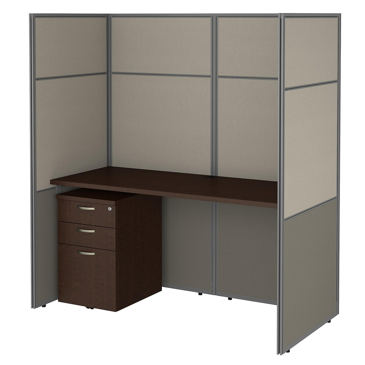  Bush Business Furniture Easy Office 60W Cubicle Desk with File Cabinet and 66H Closed Panels 