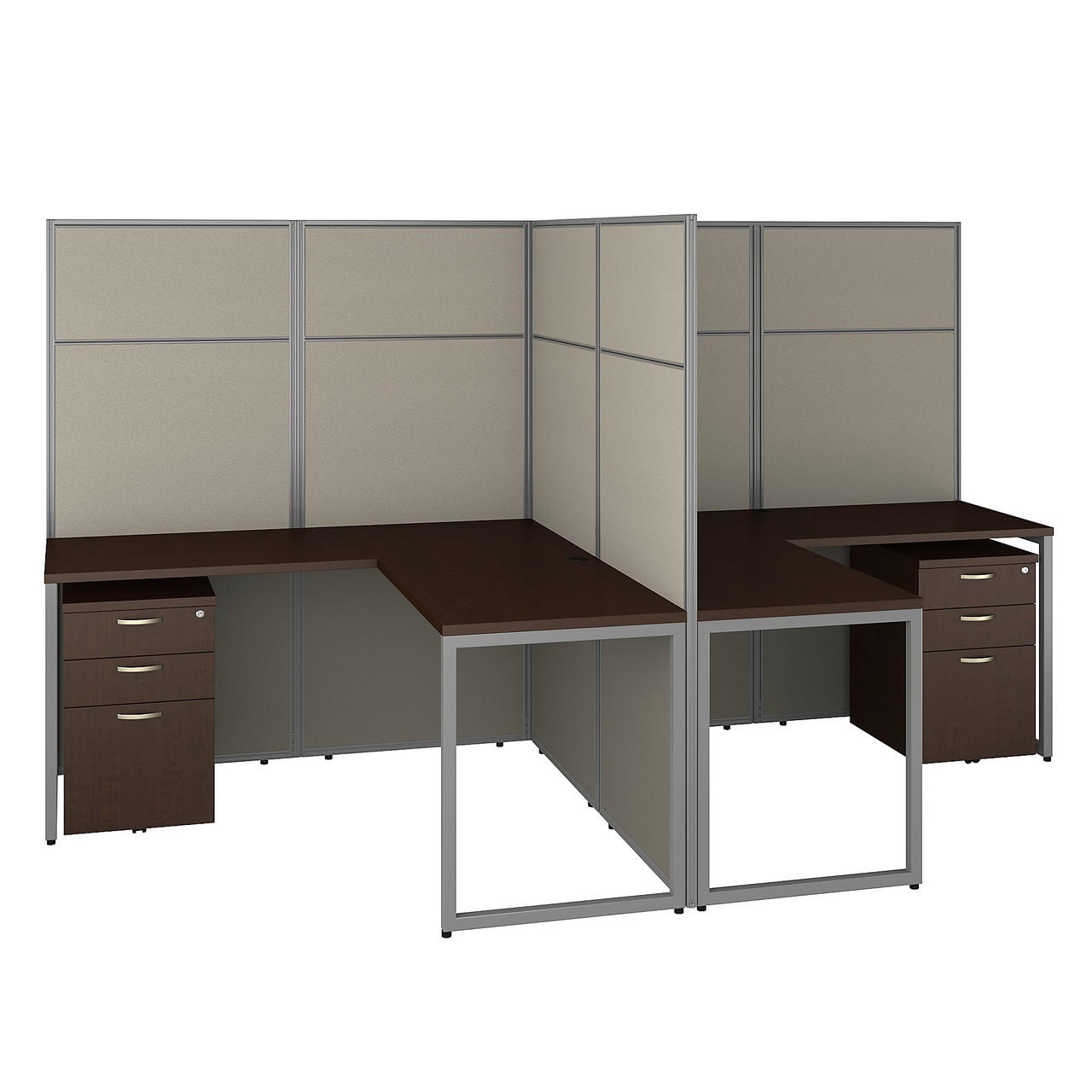  Bush Business Furniture Easy Office 2 Person L Shaped Cubicle Desk with Drawers and 66H Panels 