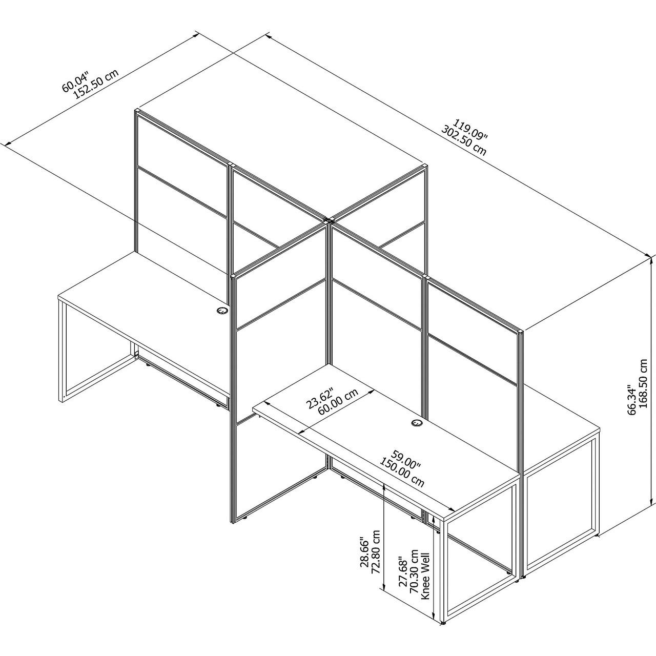  Bush Business Furniture Easy Office 4 User Cubicle Desk Workstation with 66H Panels 