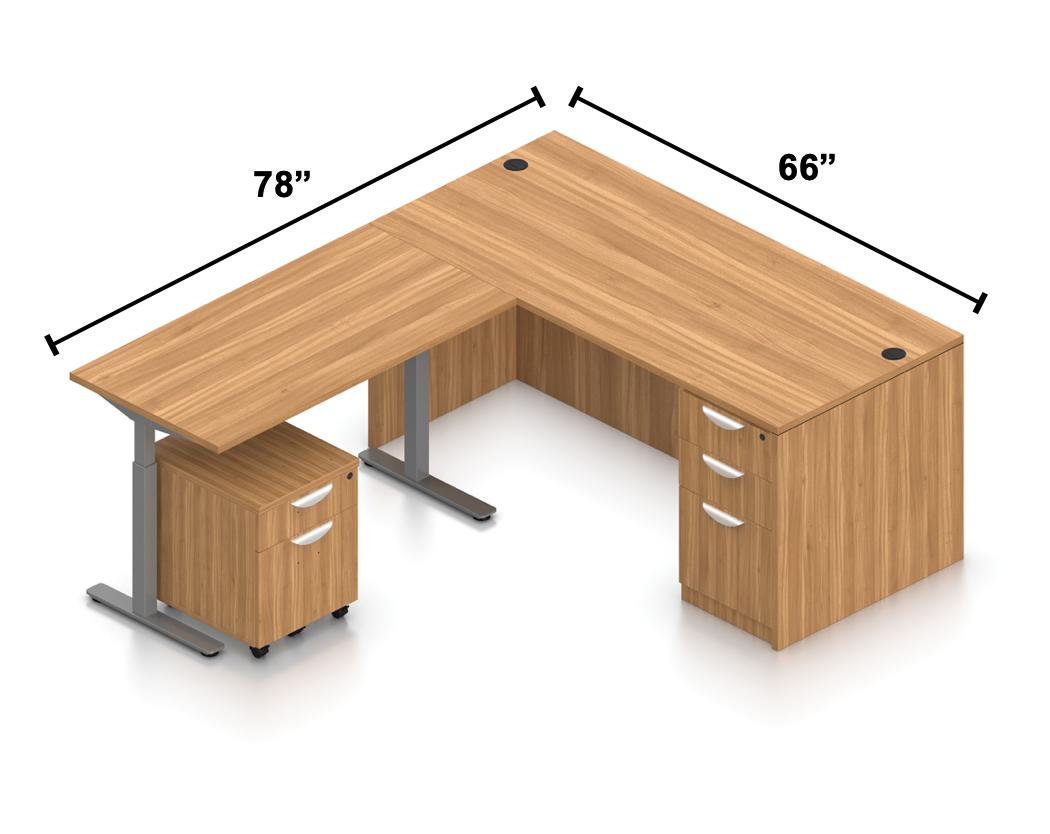  Offices To Go Superior Laminate Reversible L-Desk with Height Adjustable Return 