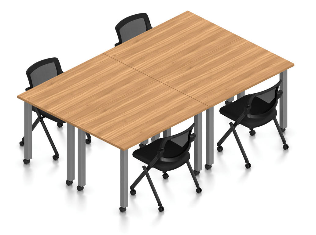  Offices To Go 4 Person Mobile Table Configuration with Nesting Chairs 