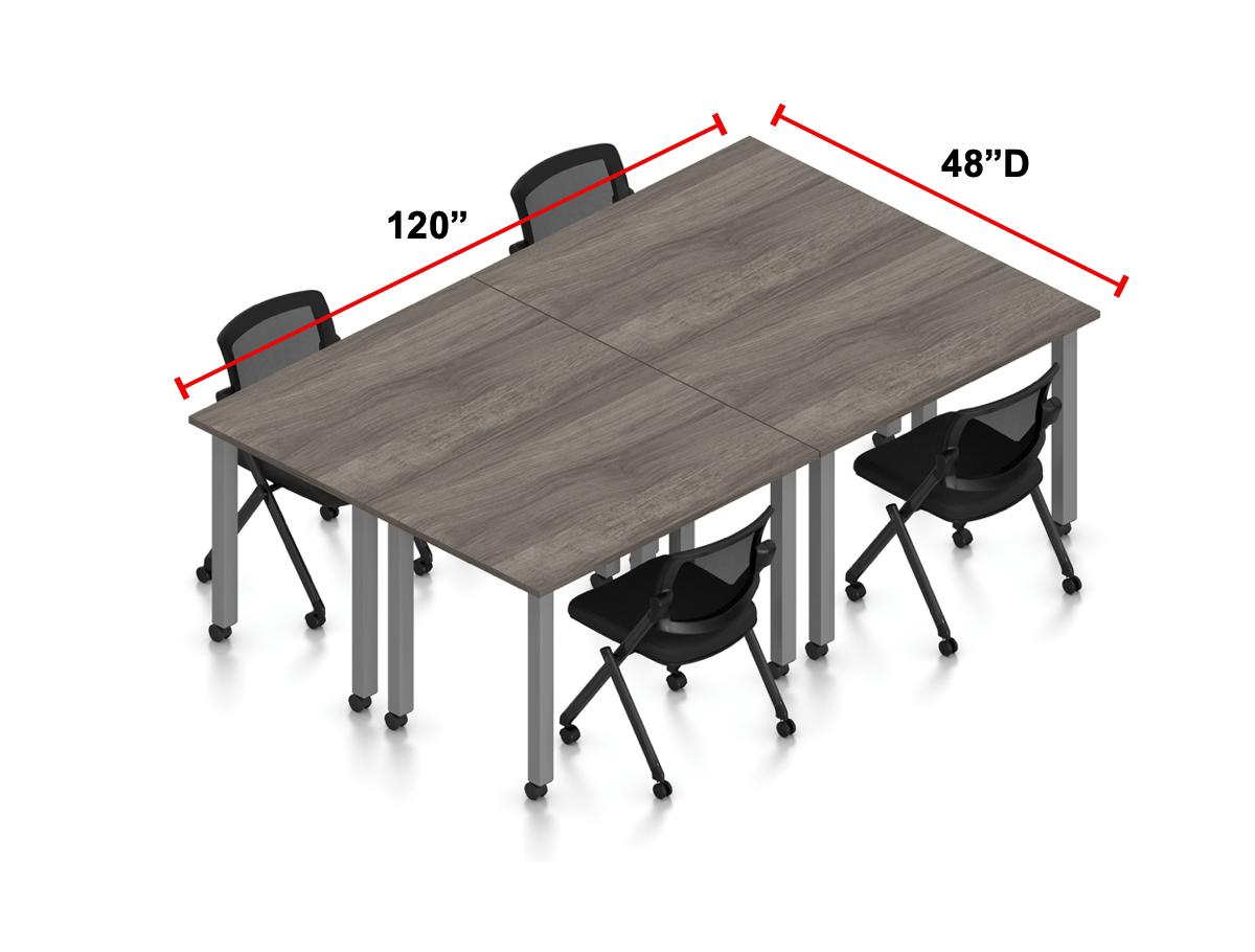 Offices To Go 4 Person Mobile Table Configuration with Nesting Chairs