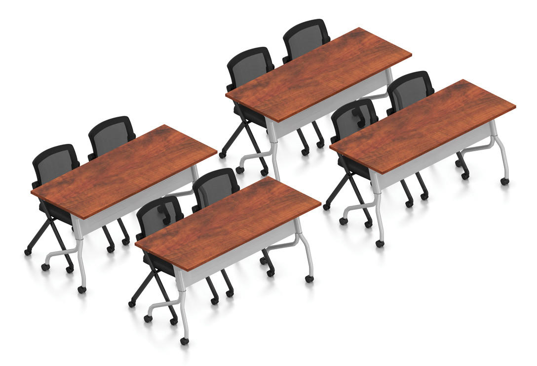  Offices To Go Superior Laminate 8 Person Training Room Furniture Set with Tables and Chairs 