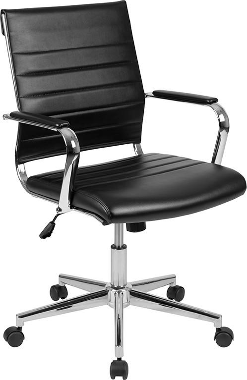  Flash Furniture Mid Back Black Ribbed Office Chair 