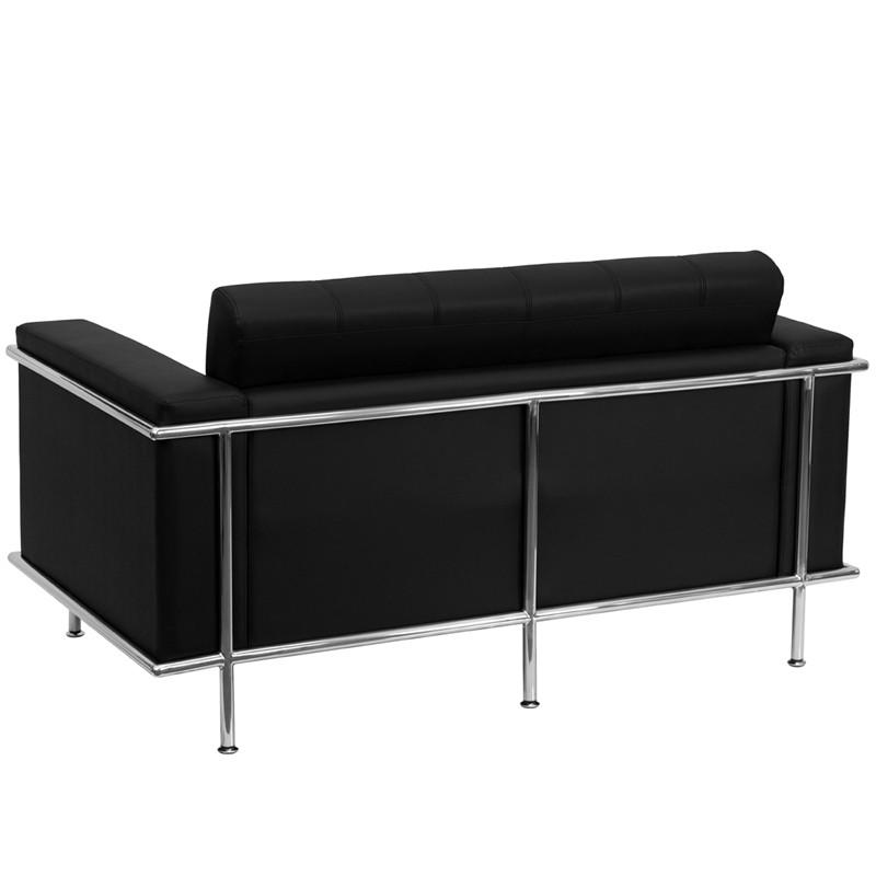  Flash Furniture Lesley Tufted Black Loveseat with Encasing Frame 