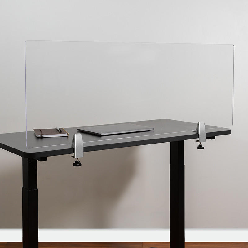  Flash Furniture 18"H x 47"L Clamp-On Acrylic Desk Partition 