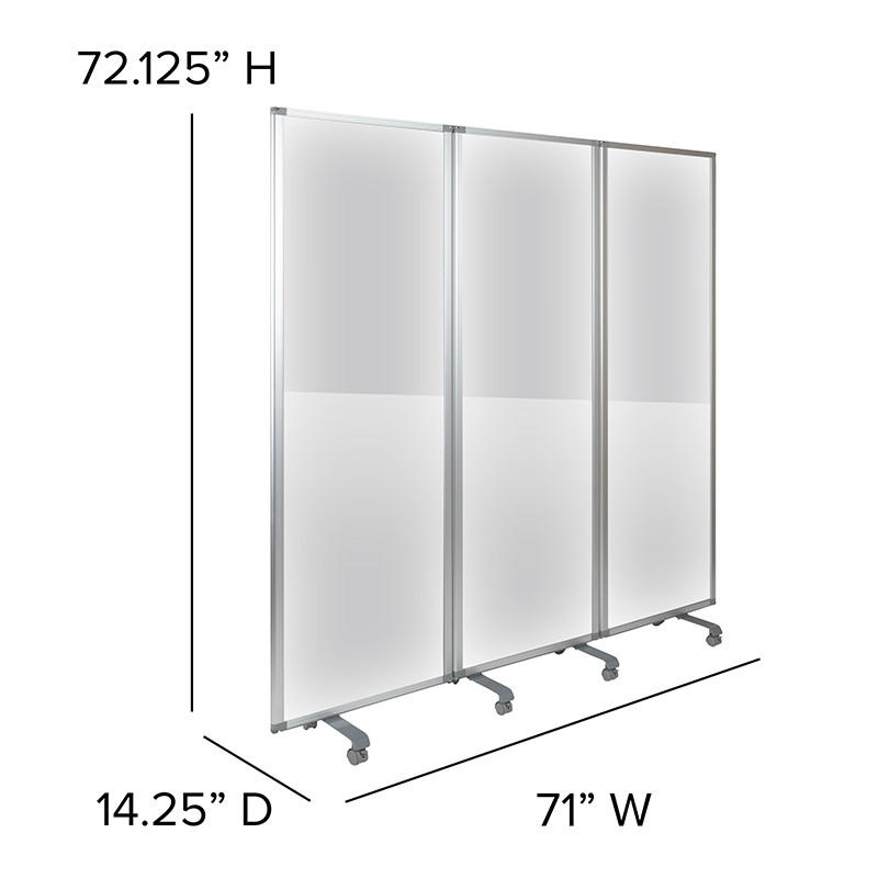  Flash Furniture Transparent Acrylic Mobile Partition with Lockable Casters 