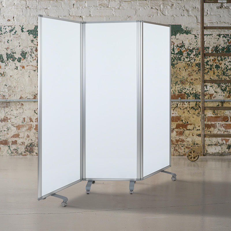  Flash Furniture Mobile Magnetic Whiteboard Partition with Lockable Casters 