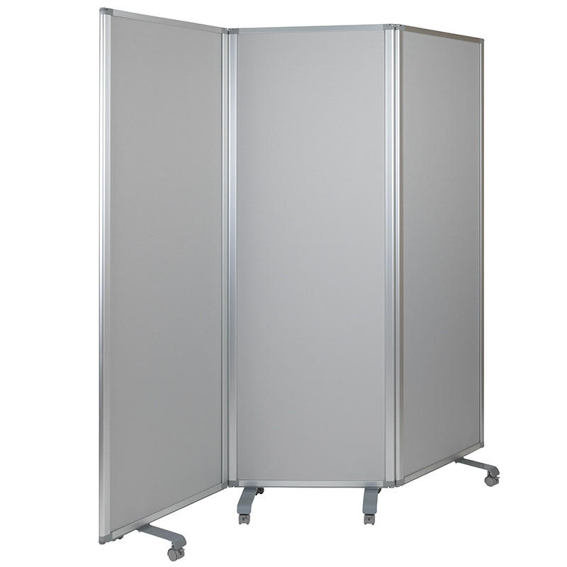  Flash Furniture Double Sided Mobile Magnetic Whiteboard and Cloth Partition with Lockable Casters 