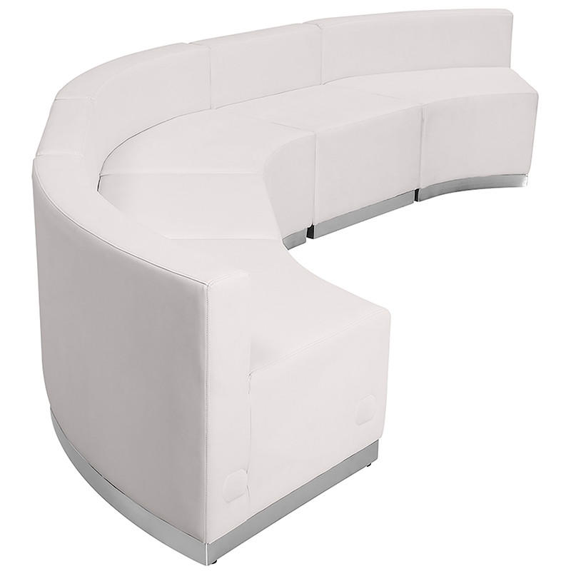  Flash Furniture White LeatherSoft 5 Piece Modular Lounge Sectional 