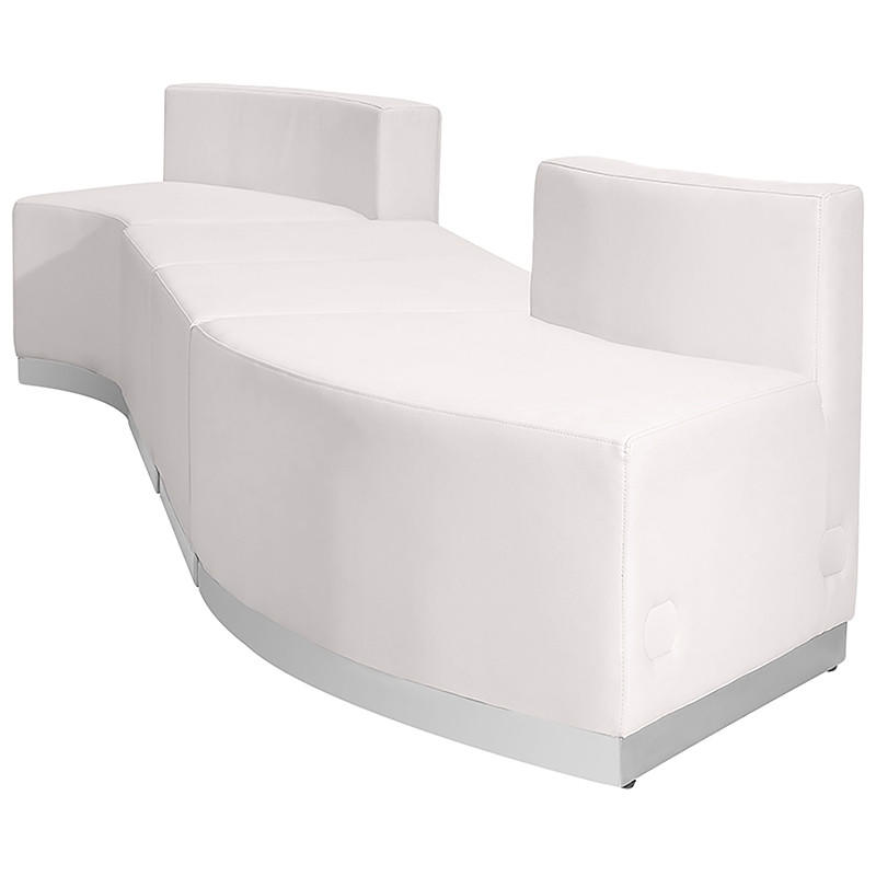  Flash Furniture Alon White LeatherSoft Contemporary 4 Piece Sectional Set 