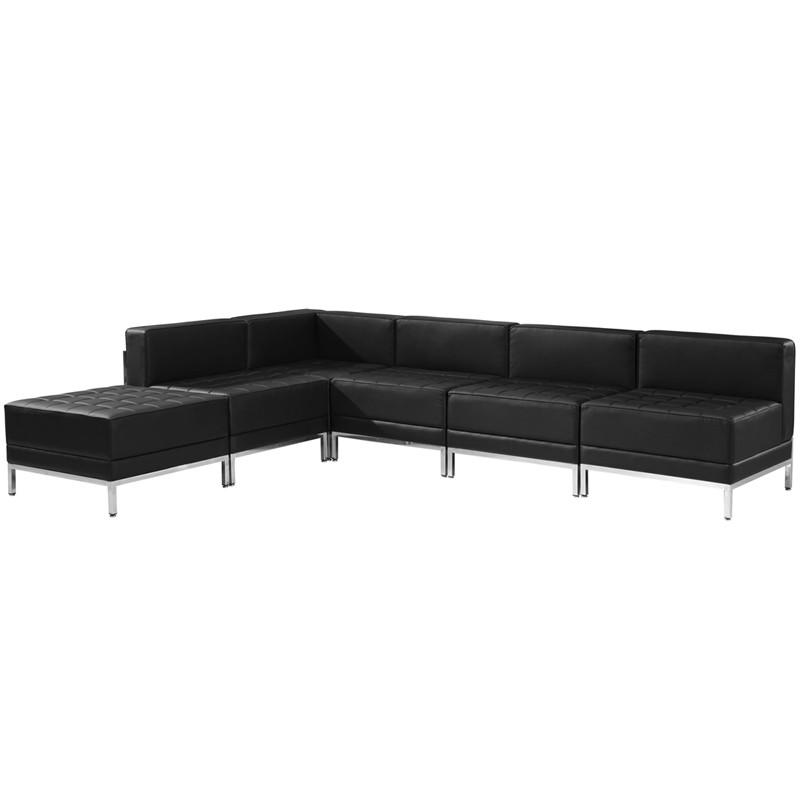  Flash Furniture Imagination Series Black LeatherSoft Tufted L-Shaped Reception Sectional Set 