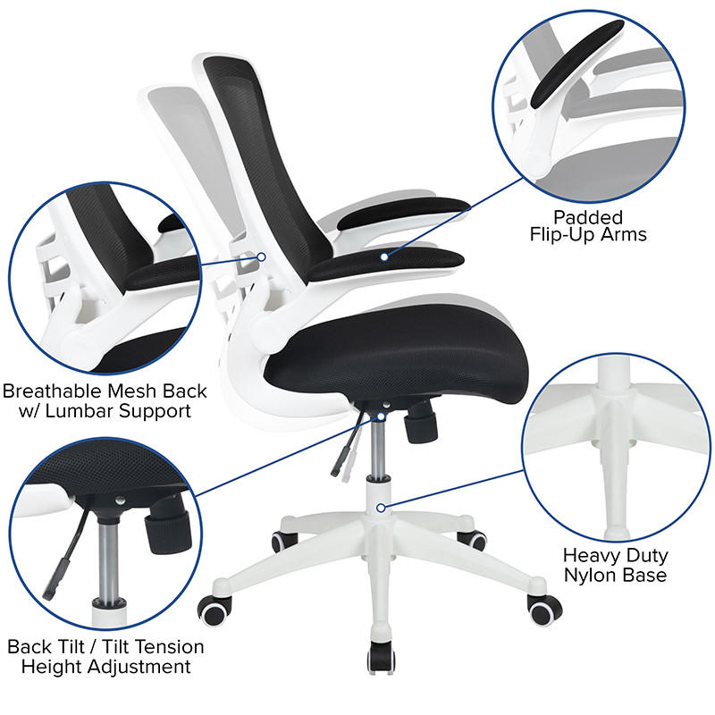  Flash Furniture Black Mesh Office Chair with White Frame 