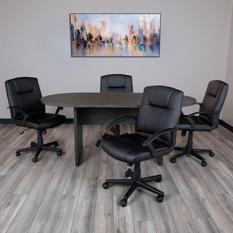 Flash Furniture 6' Rustic Gray Conference Room Table with 4 Black