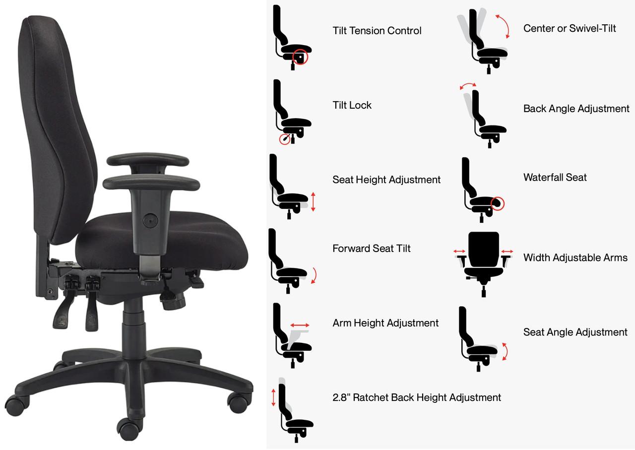 Eurotech Seating Eurotech 4x4 XL Upholstered Ergonomic Task Chair