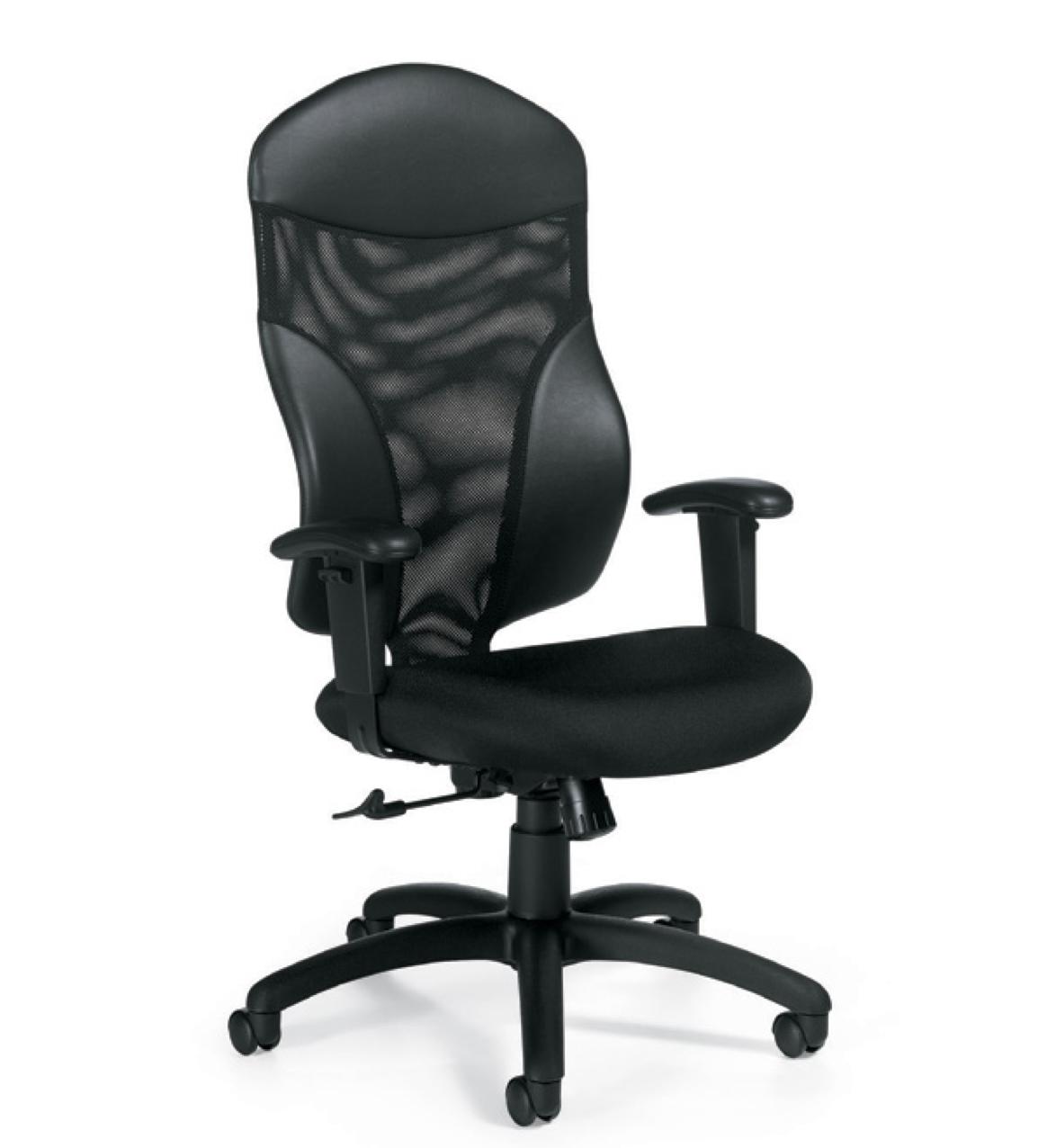 Global Total Office Global Tye Mesh Office Chair with Leather Trim and Fabric Seat