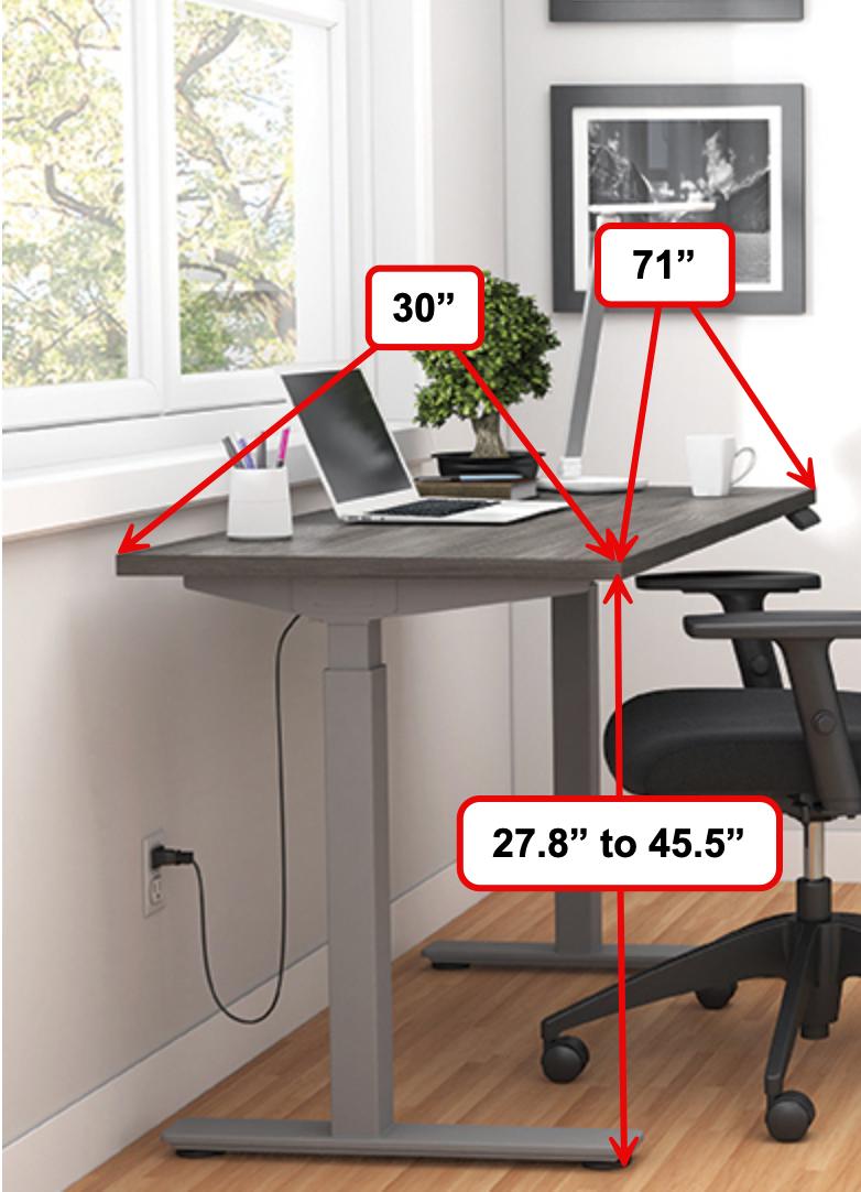  Offices To Go 71" x 30" Electric Height Adjustable Ergonomic Work Table 