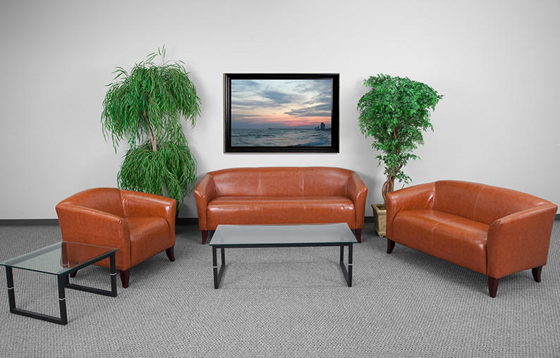  Flash Furniture Imperial Cognac Leather Waiting Room Furniture Set 