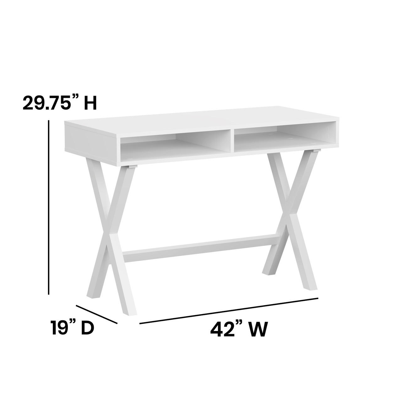 Flash Furniture 2792-WH ノートパソコンデスク ホワイト Flash Furniture Modern White Computer Desk with Glass Top