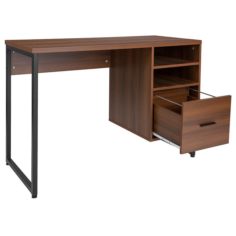  Flash Furniture Lincoln Rustic Walnut Computer Desk 