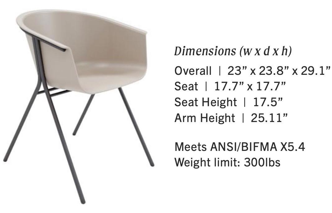 KFI Studios Roqa Contemporary Poly Seat Bucket Chair