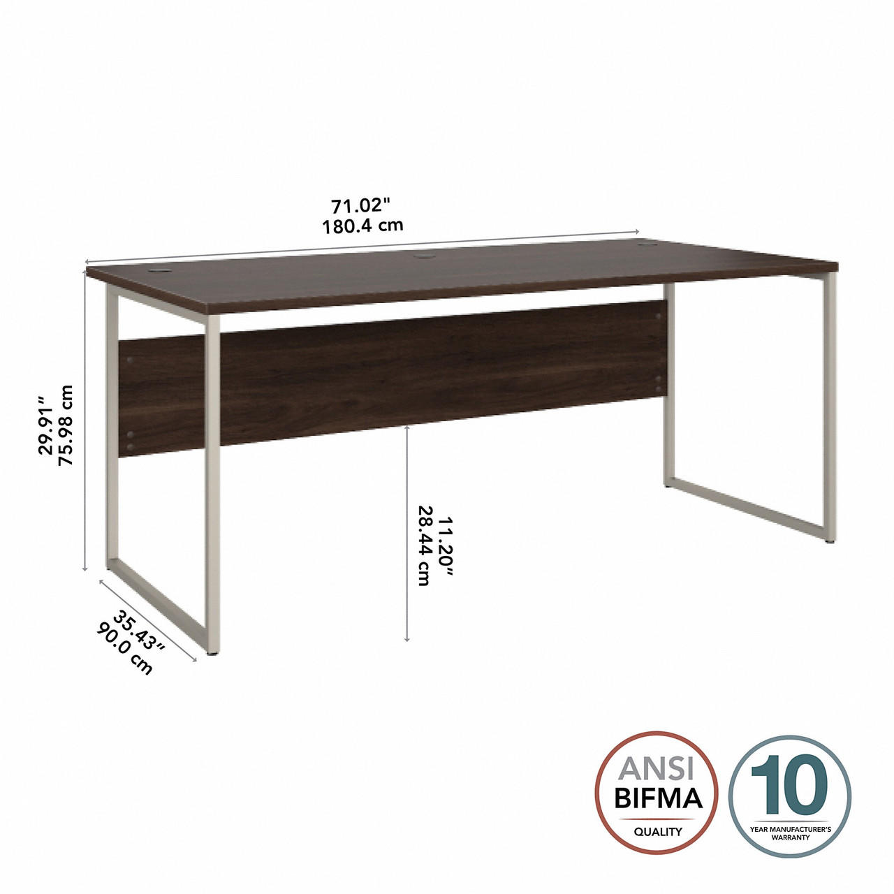  Bush Business Furniture Hybrid 72W x 36D Computer Table Desk with Metal Legs 