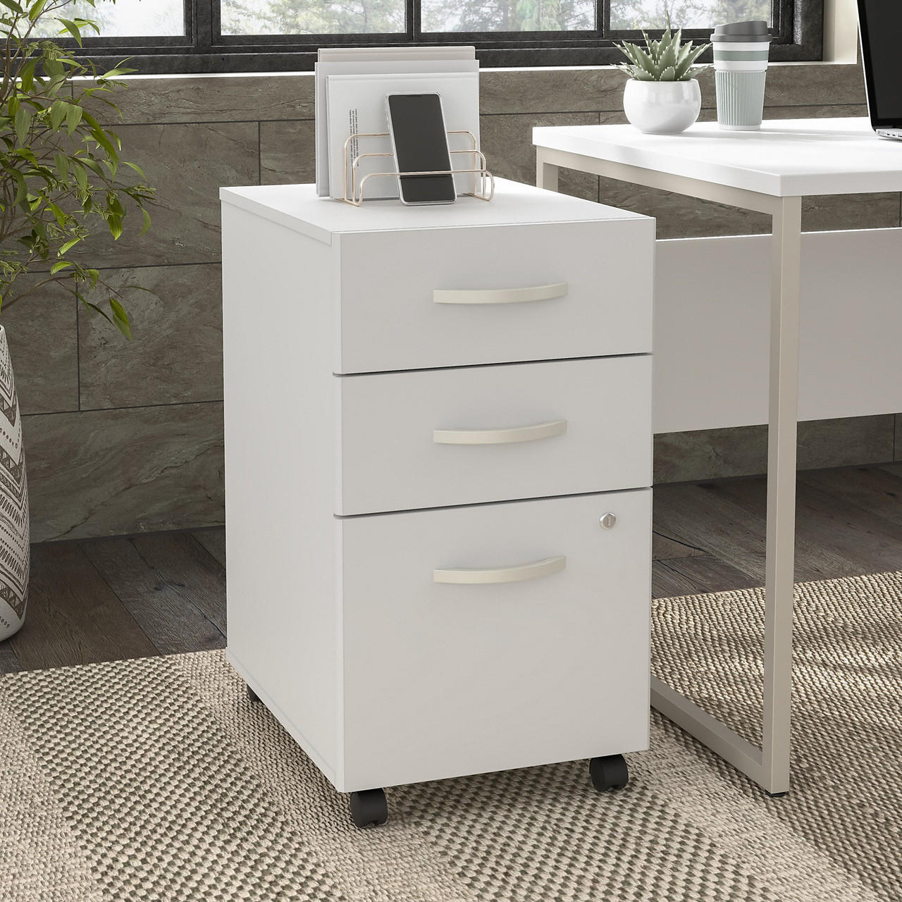  Bush Business Furniture Hybrid 3 Drawer Mobile File Cabinet 