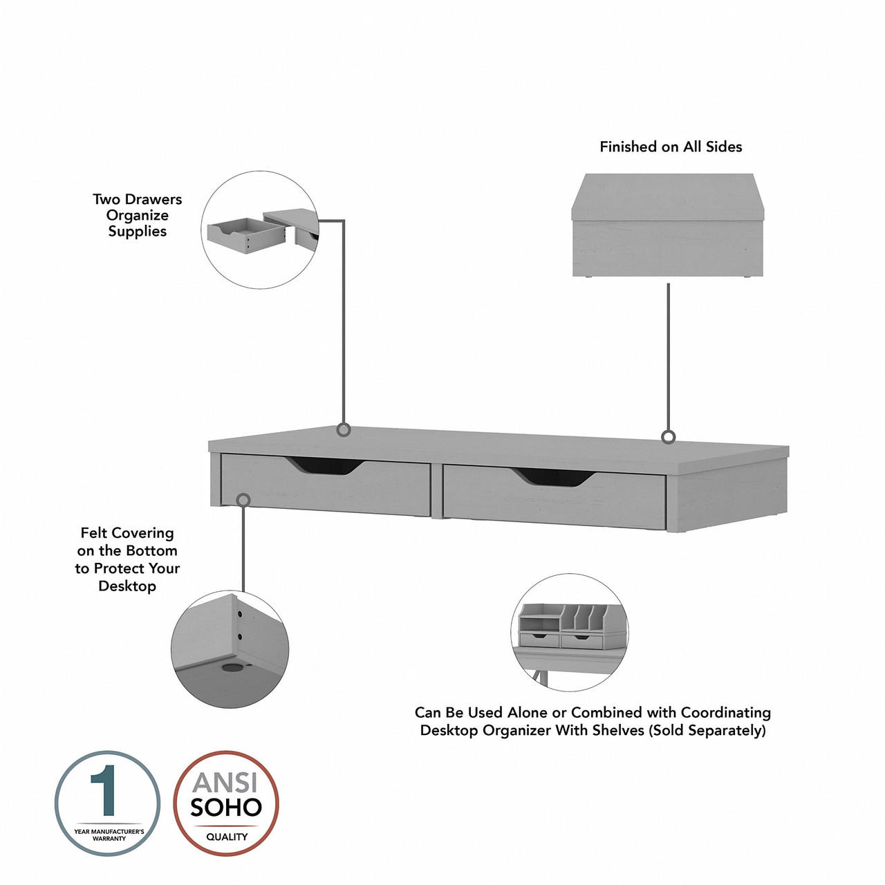 Bush Business Furniture Bush Furniture Key West 60W L Shaped Desk with Desktop Organizers 