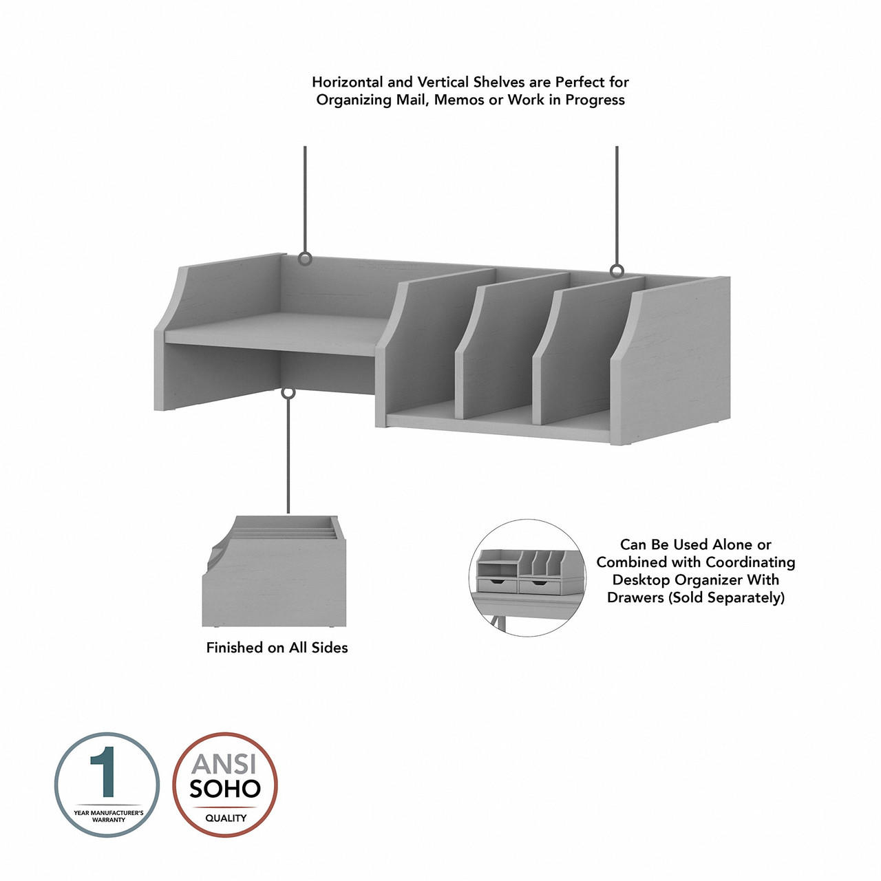 Bush Business Furniture Bush Furniture Key West 60W L Shaped Desk with Desktop Organizers 