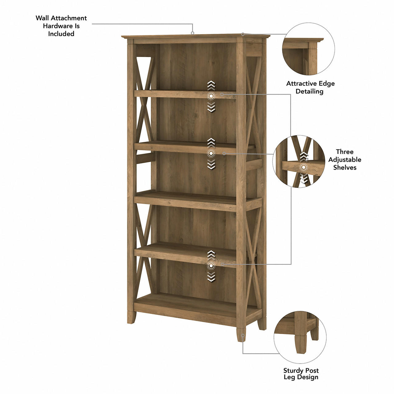 Bush Business Furniture Bush Furniture Key West Tall TV Stand with Set of 2 Bookcases 