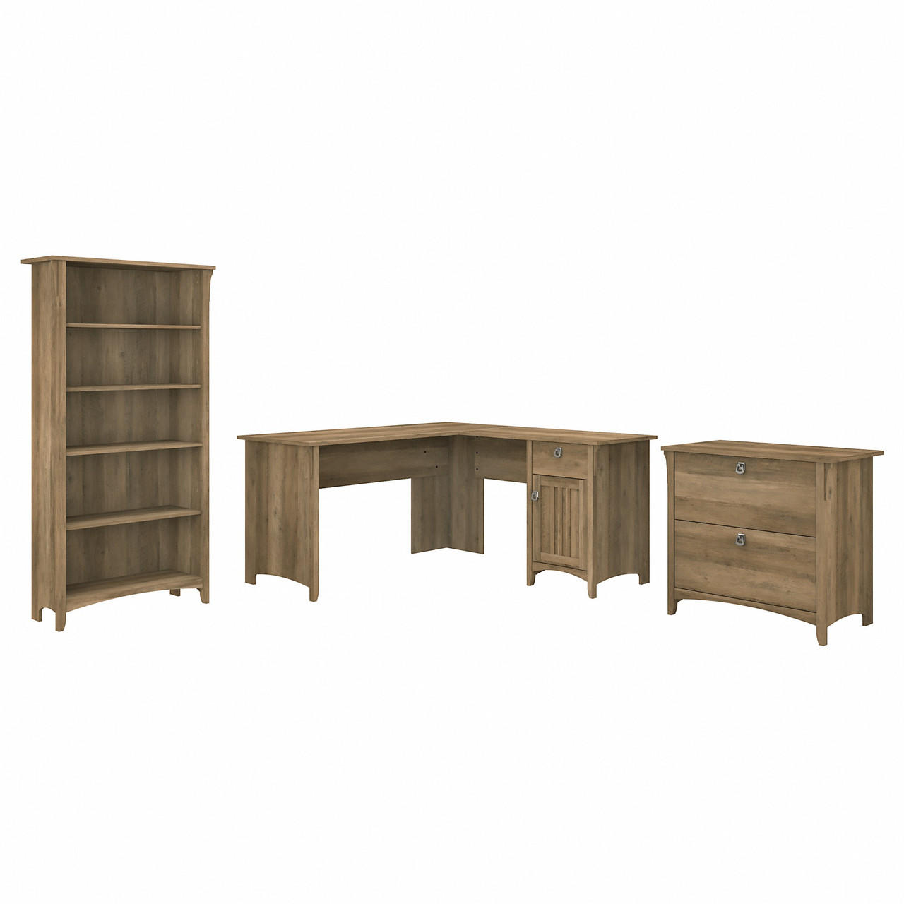 Bush Business Furniture Bush Furniture Salinas 60W L Shaped Desk with Lateral File Cabinet and 5 Shelf Bookcase 