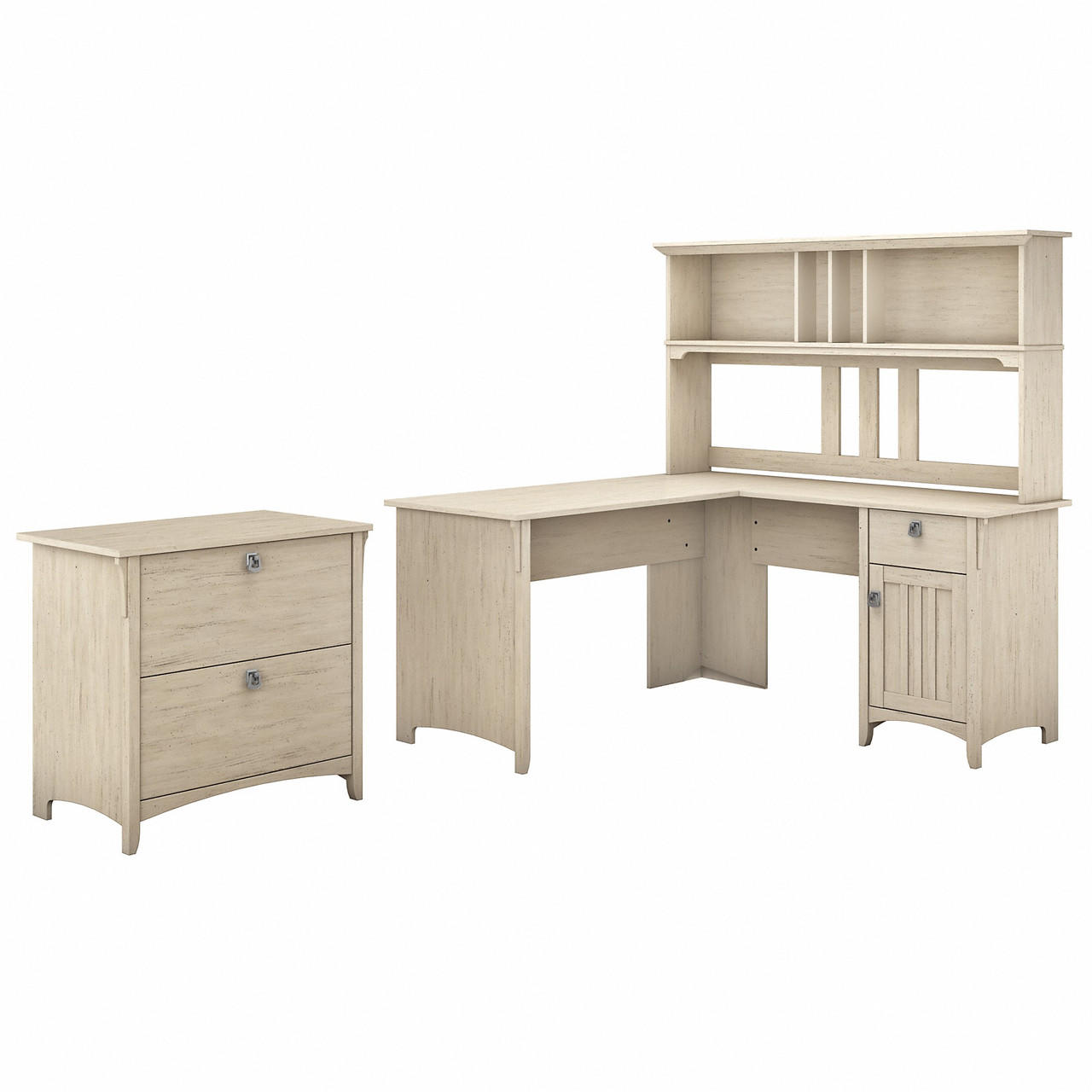 Bush Business Furniture Bush Furniture Salinas 60W L Shaped Desk with Hutch and Lateral File Cabinet 