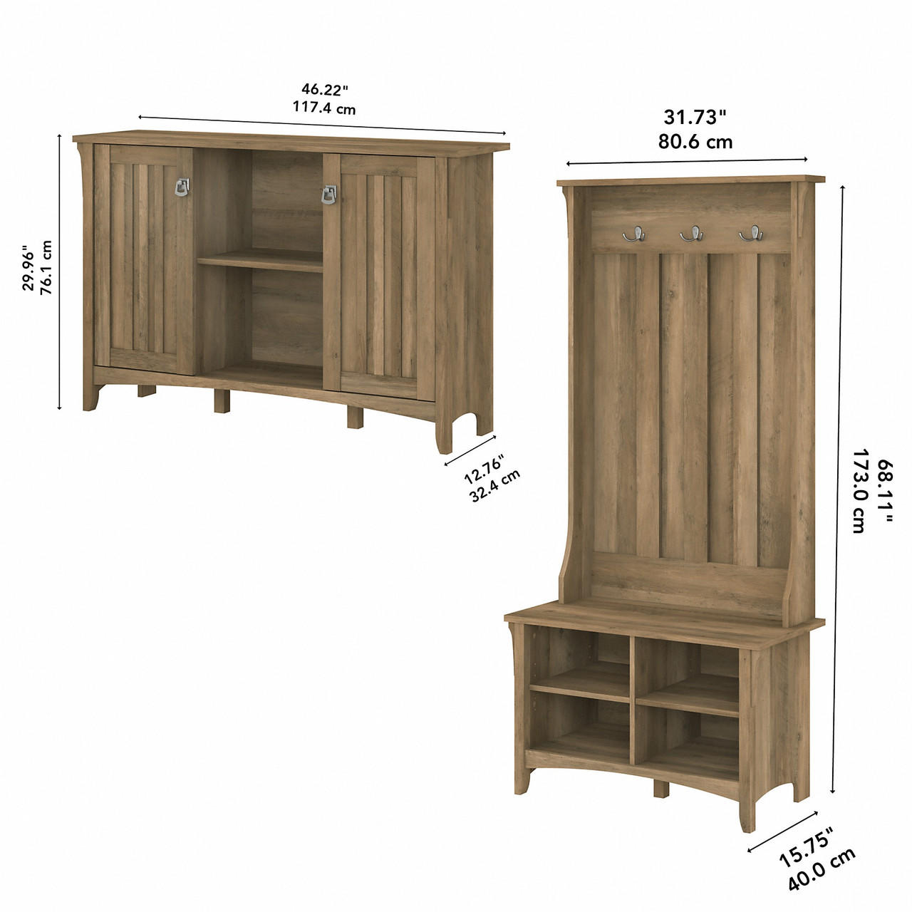 Bush Business Furniture Bush Furniture Salinas Entryway Storage Set with Hall Tree, Shoe Bench and Accent Cabinet 