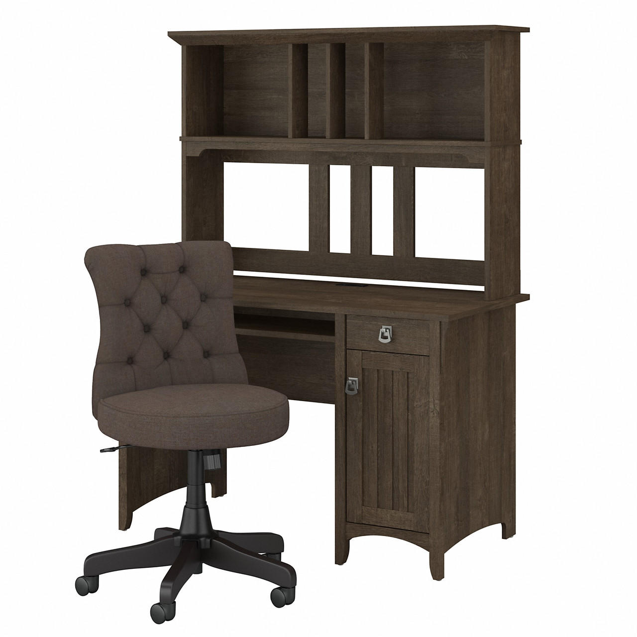 Bush Business Furniture Bush Furniture Salinas 48W Computer Desk with Hutch and Mid Back Tufted Office Chair 